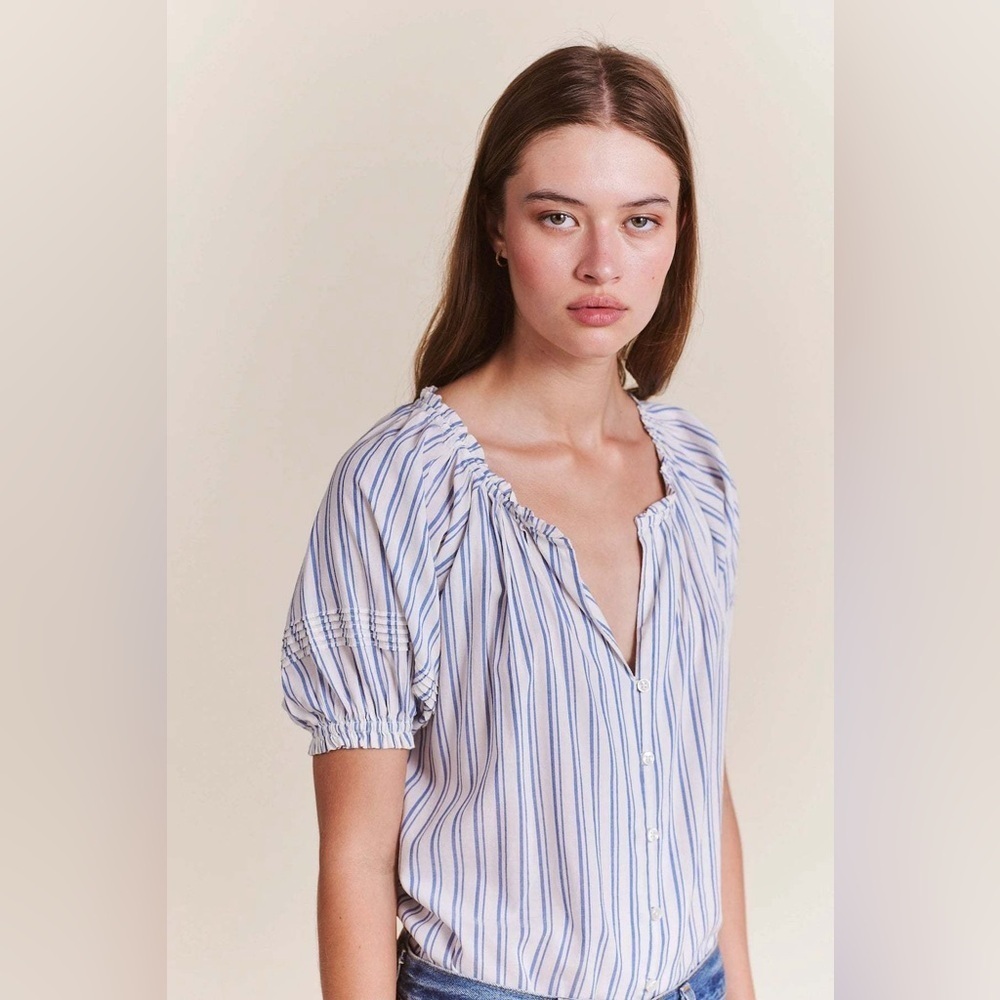 Trovata Birds of Paradise June Blouse in Swim Stripe Sz. Small - Picture 2 of 14